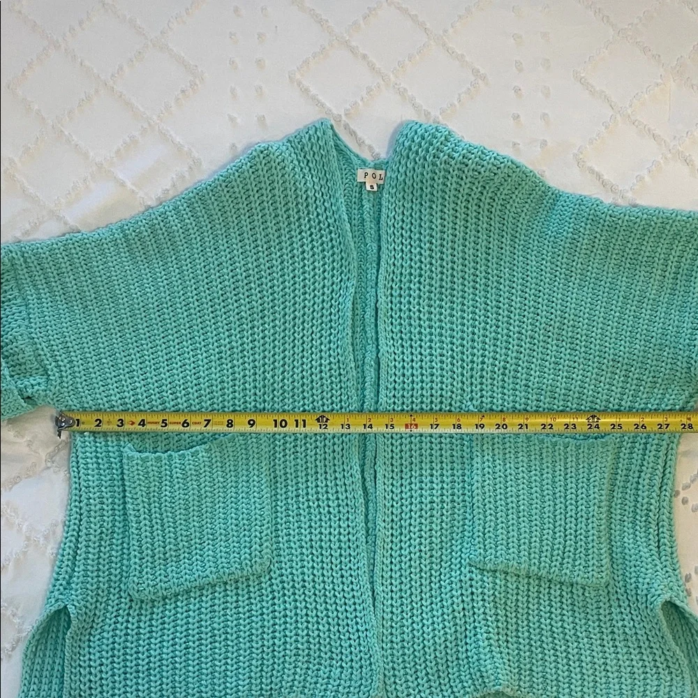 POL Turquoise Knit Cardigan with pockets chunky knits new small oversized - Picture 7 of 8